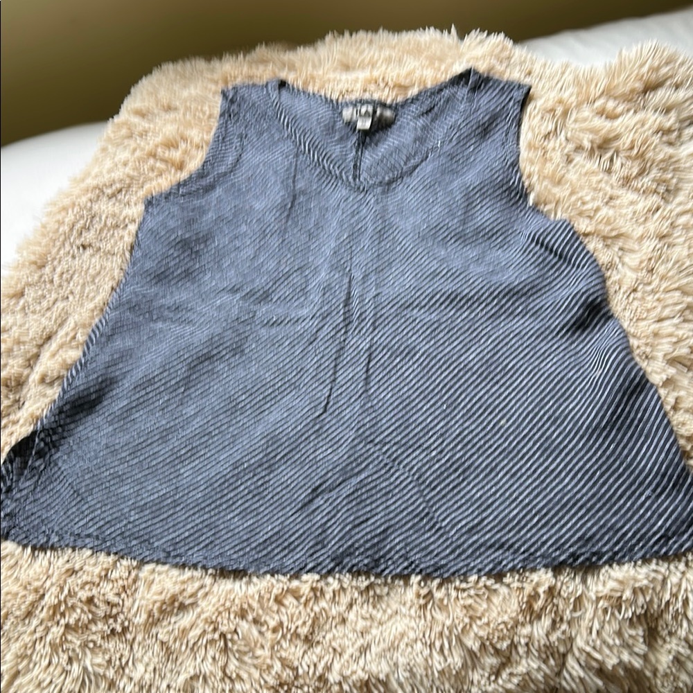 Blue and White Checkered Tank Top with A-line Silhouette